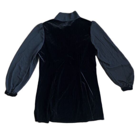 Hell Bunny Black Long Sleeve Velvet Bow Tie Mini Dress   Women's Plus Size 3XL - Picture 8 of 11